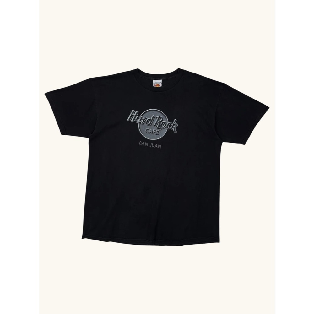 Hard Rock Cafe San Juan T-Shirt Mens XL Black Silver Graphic Logo PR Tee
